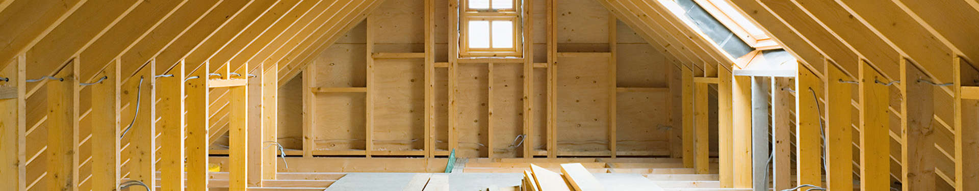View of A-frame attic in a newly-built home
