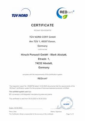 2022-04-05 REDcert²-System Certificate HirschPorozell